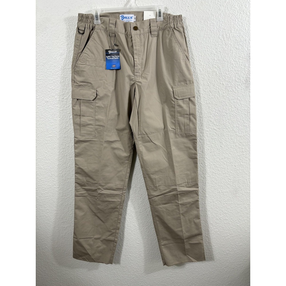 Galls Tac Force Tactical Pants Mens 36 Khaki Ripstop Cargo‎ Open Bottom Unhemmed